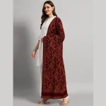Women Winter Soft Wool Warm Maroon Paisley Shawl - Image 4
