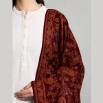 Women Winter Soft Wool Warm Maroon Paisley Shawl - Image 6