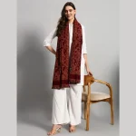 Women Winter Soft Wool Warm Maroon Paisley Shawl