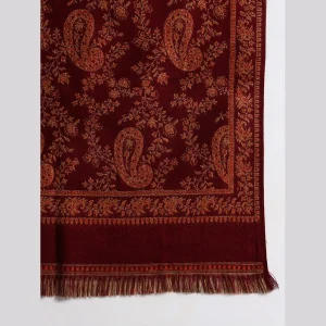 Women Winter Soft Wool Warm Maroon Paisley Shawl - Image 7