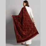 Women Winter Soft Wool Warm Maroon Paisley Shawl - Image 8