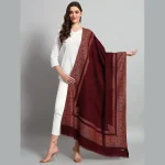 Women Winter Traditional Maroon Paisley Shawl - Image 2
