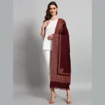 Women Winter Traditional Maroon Paisley Shawl - Image 3
