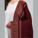 Women Winter Traditional Maroon Paisley Shawl - Image 5