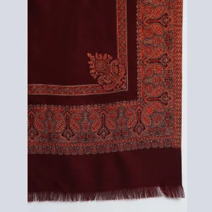 Women Winter Traditional Maroon Paisley Shawl - Image 6