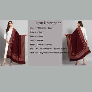Women Winter Traditional Maroon Paisley Shawl - Image 7