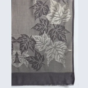 Women Winter Wrap Grey Leaf Stole - Image 6