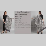 Women Winter Wrap Grey Leaf Stole - Image 8