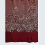 Women Wool Scarf Oversized Wrap Maroon Leaf Stole - Image 6