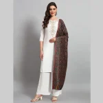 Women's Black Floral Soft Wool Stole 80"x30" - Image 3