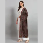 Women's Black Floral Soft Wool Stole 80"x30" - Image 4
