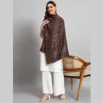 Women's Black Floral Soft Wool Stole 80"x30"