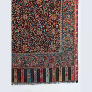 Women's Black Floral Soft Wool Stole 80"x30" - Image 6