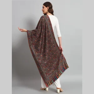 Women's Black Floral Soft Wool Stole 80"x30" - Image 7