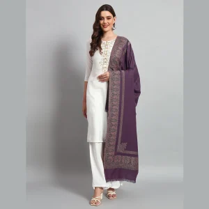 Women's Casual Soft Wool Shawl Purple Paisley - Image 3