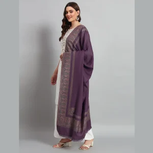 Women's Casual Soft Wool Shawl Purple Paisley - Image 4