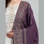Women's Casual Soft Wool Shawl Purple Paisley - Image 5