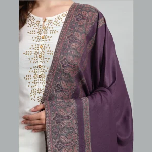 Women's Casual Soft Wool Shawl Purple Paisley - Image 5