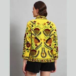 Women's Clothing Reversible Yellow Suzani Jacket - Image 10