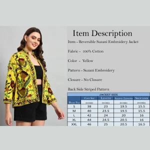 Women's Clothing Reversible Yellow Suzani Jacket - Image 11