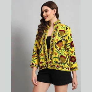Women's Clothing Reversible Yellow Suzani Jacket - Image 4