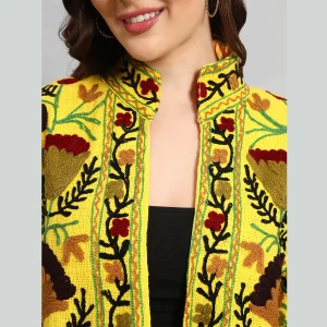 Women's Clothing Reversible Yellow Suzani Jacket - Image 7
