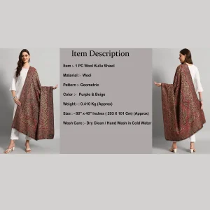 Women's Fashion Purple Geometric Long Shawl - Image 9