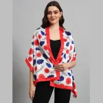 Women's Fashion Rectangle Silk Red Floral Head Band Scarf