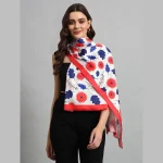 Women's Fashion Rectangle Silk Red Floral Head Band Scarf - Image 2