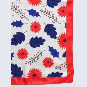 Women's Fashion Rectangle Silk Red Floral Head Band Scarf - Image 7