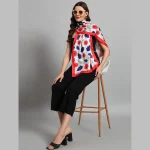 Women's Fashion Rectangle Silk Red Floral Head Band Scarf - Image 5