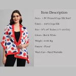 Women's Fashion Rectangle Silk Red Floral Head Band Scarf - Image 8