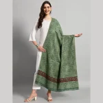 Women's Green Abstract Cashmere Shawl 80" - Image 2