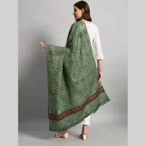 Women's Green Abstract Cashmere Shawl 80" - Image 6