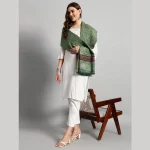Women's Green Abstract Cashmere Shawl 80"