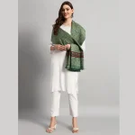 Women's Green Abstract Cashmere Shawl 80" - Image 3