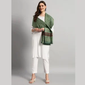 Women's Green Abstract Cashmere Shawl 80" - Image 3