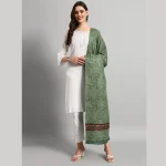 Women's Green Abstract Cashmere Shawl 80" - Image 4