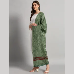 Women's Green Abstract Cashmere Shawl 80" - Image 5