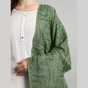 Women's Green Abstract Cashmere Shawl 80" - Image 7