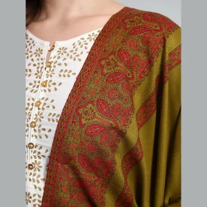 Women's Green Paisley Soft Wool Shawl - Image 5