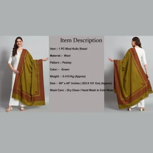 Women's Green Paisley Soft Wool Shawl - Image 8