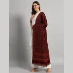 Women's Maroon Floral Shawl Gift For Mom - Image 5