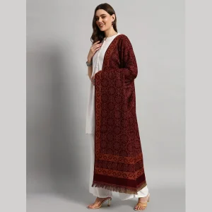 Women's Maroon Floral Shawl Gift For Mom - Image 5