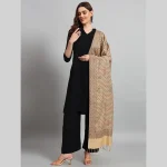 Women's Office Wrap Beige Check Paisley Stole 80" - Image 3