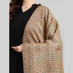 Women's Office Wrap Beige Check Paisley Stole 80" - Image 5