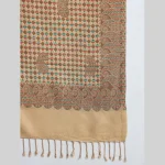 Women's Office Wrap Beige Check Paisley Stole 80" - Image 6