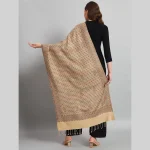 Women's Office Wrap Beige Check Paisley Stole 80" - Image 7