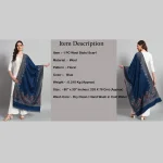Women's Oversize Soft Wool Scarf Blue Floral Stole - Image 8