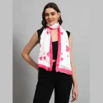 Women's Pink Heart Printed Satin Silk Scarf